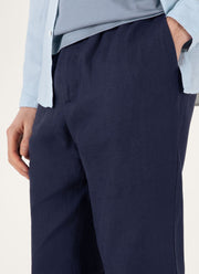 Men's Linen Drawstring Trouser in Light Navy