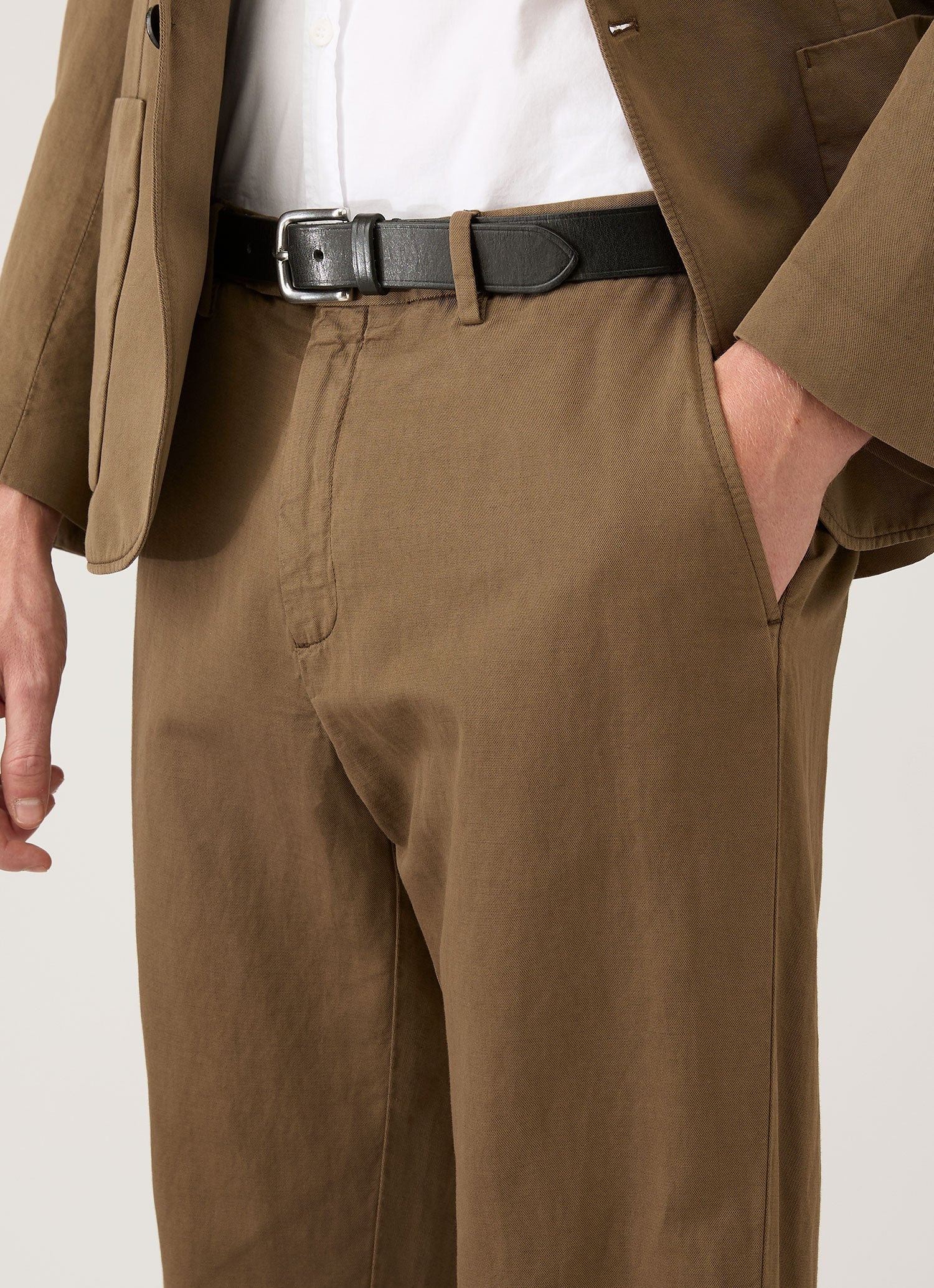 Men's Cotton Linen Trouser in Dark Cedar