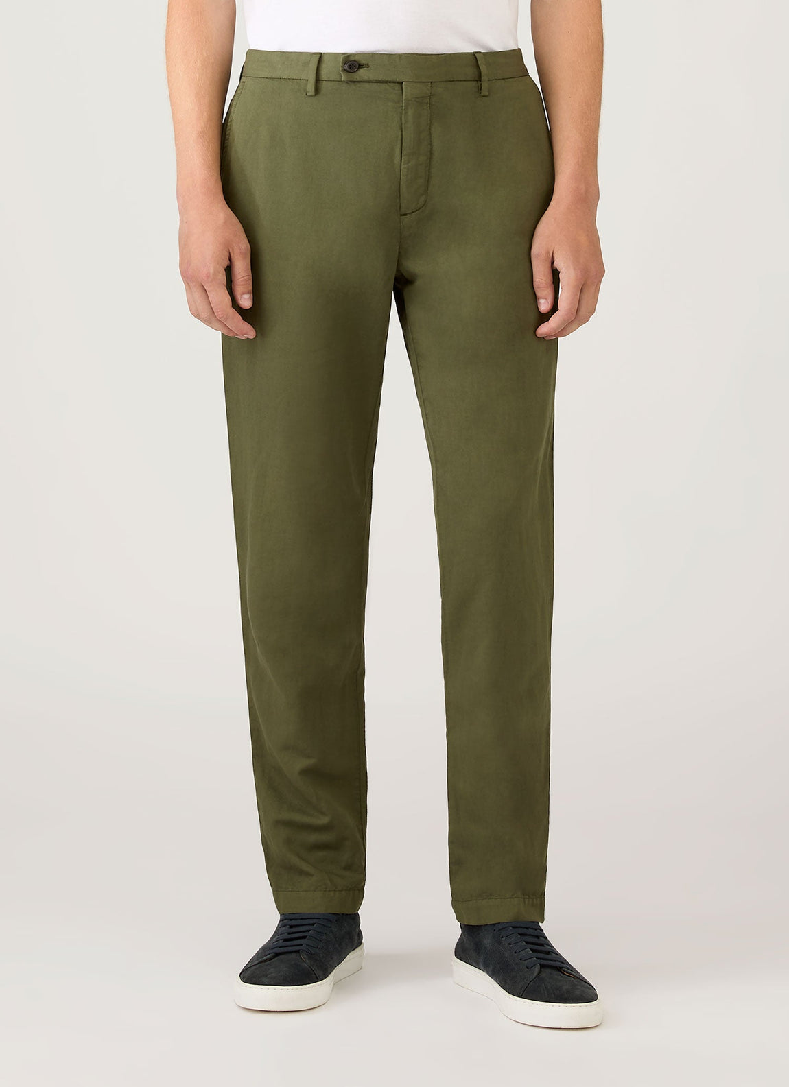 Men's Cotton Linen Trouser in Deep Olive