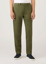 Men's Cotton Linen Trouser in Deep Olive