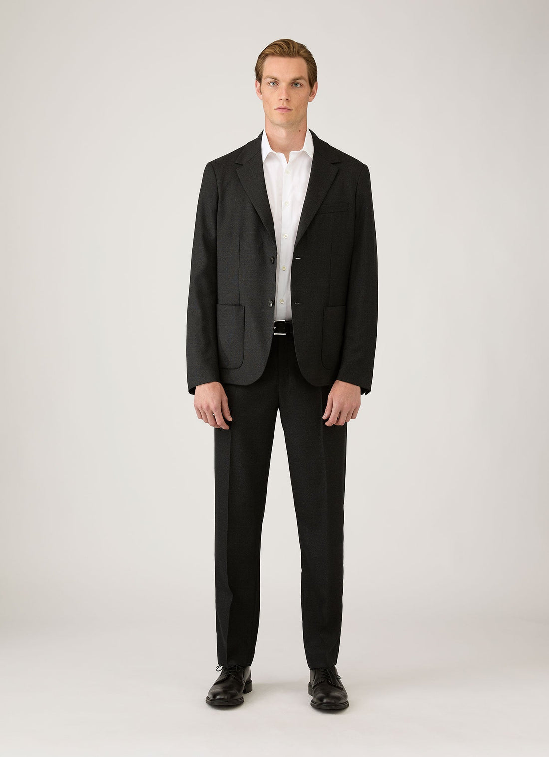 Men's Lightweight Travel Wool Trouser in Dark Charcoal Melange