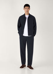Men's Seersucker Wool Trouser in Navy
