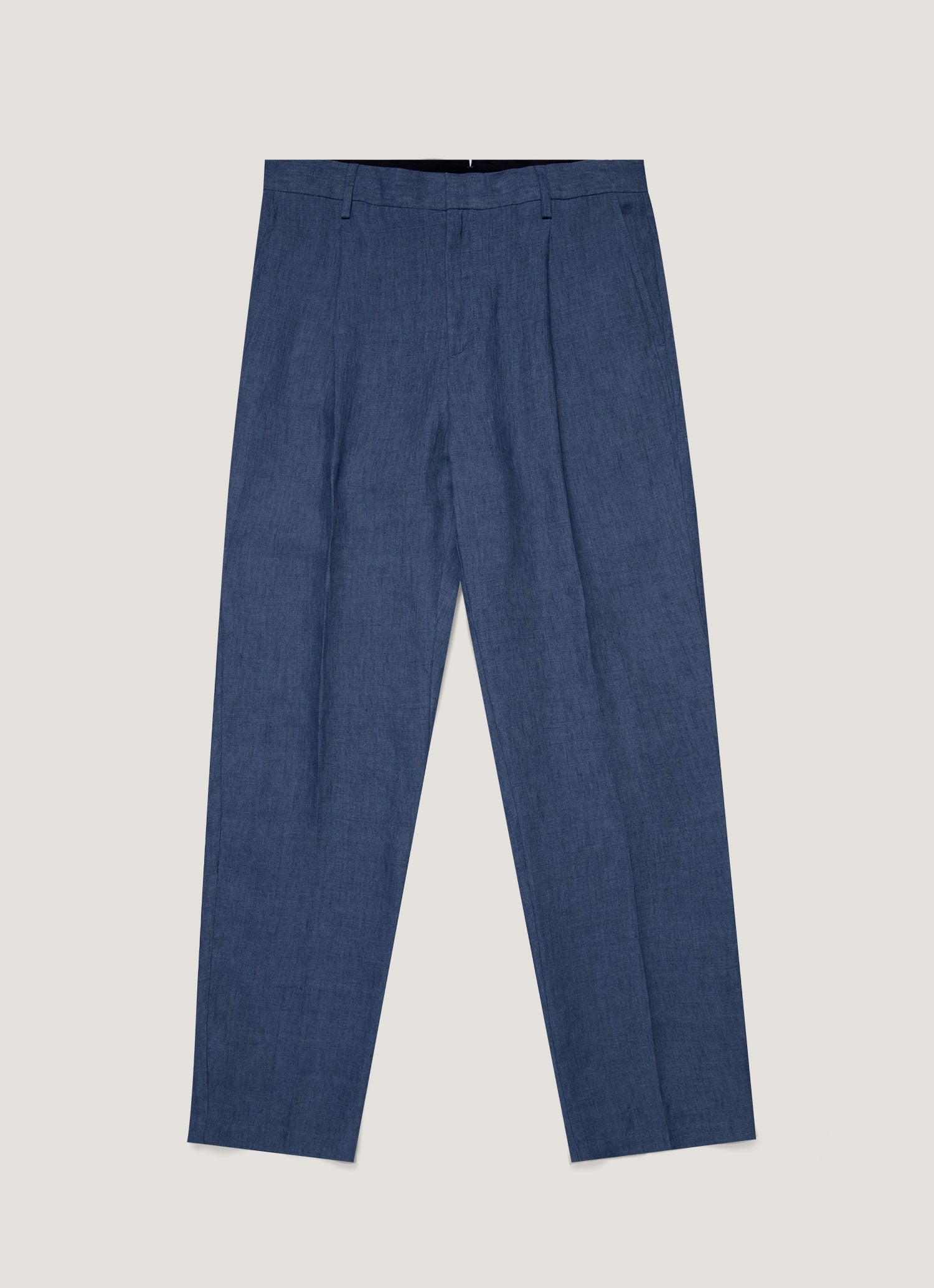 Men's Pleated Linen Trouser in Light Navy