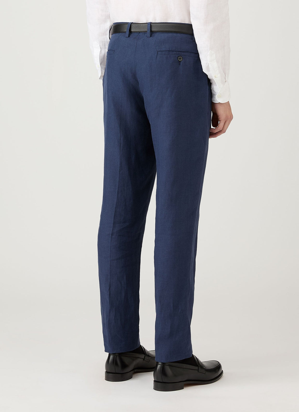 Men's Pleated Linen Trouser in Light Navy