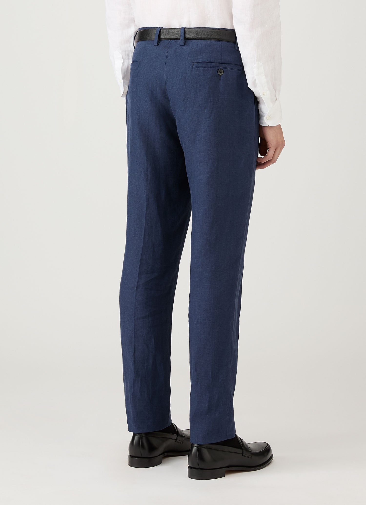 Men's Pleated Linen Trouser in Light Navy