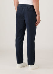 Men's Cotton Cashmere Drawstring Trouser in Navy