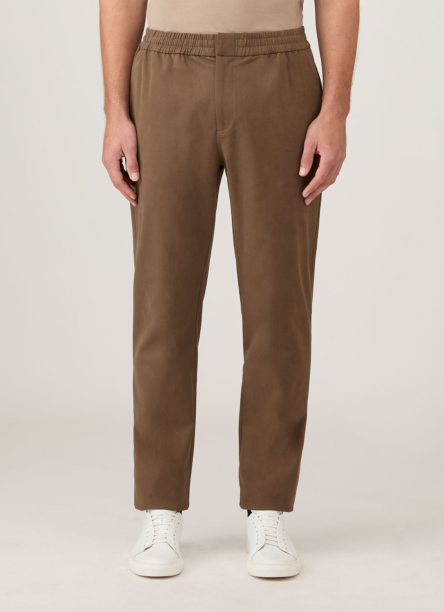 Men's Cotton Cashmere Drawstring Trouser in Dark Stone