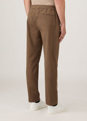 Men's Cotton Cashmere Drawstring Trouser in Dark Stone
