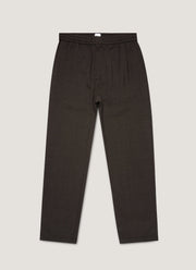 Men's Textured Wool Drawstring Trouser in Truffle