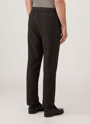 Men's Textured Wool Drawstring Trouser in Truffle