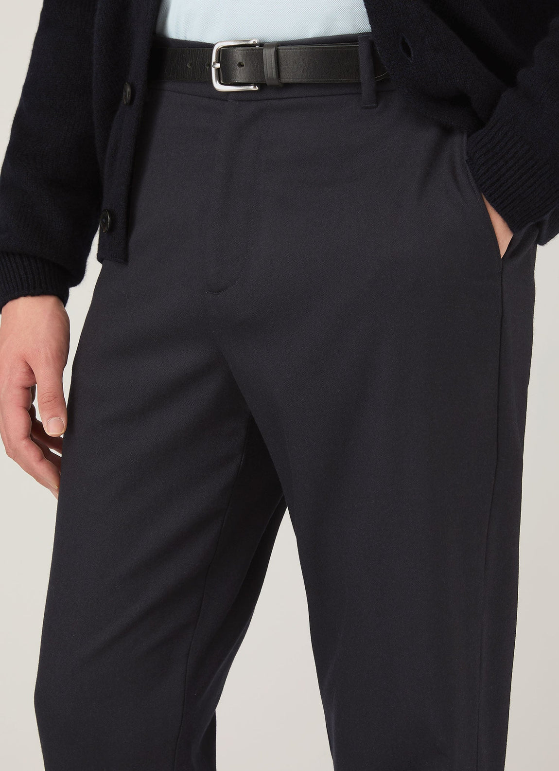 Men's Wool Cashmere Flannel Trouser in Navy