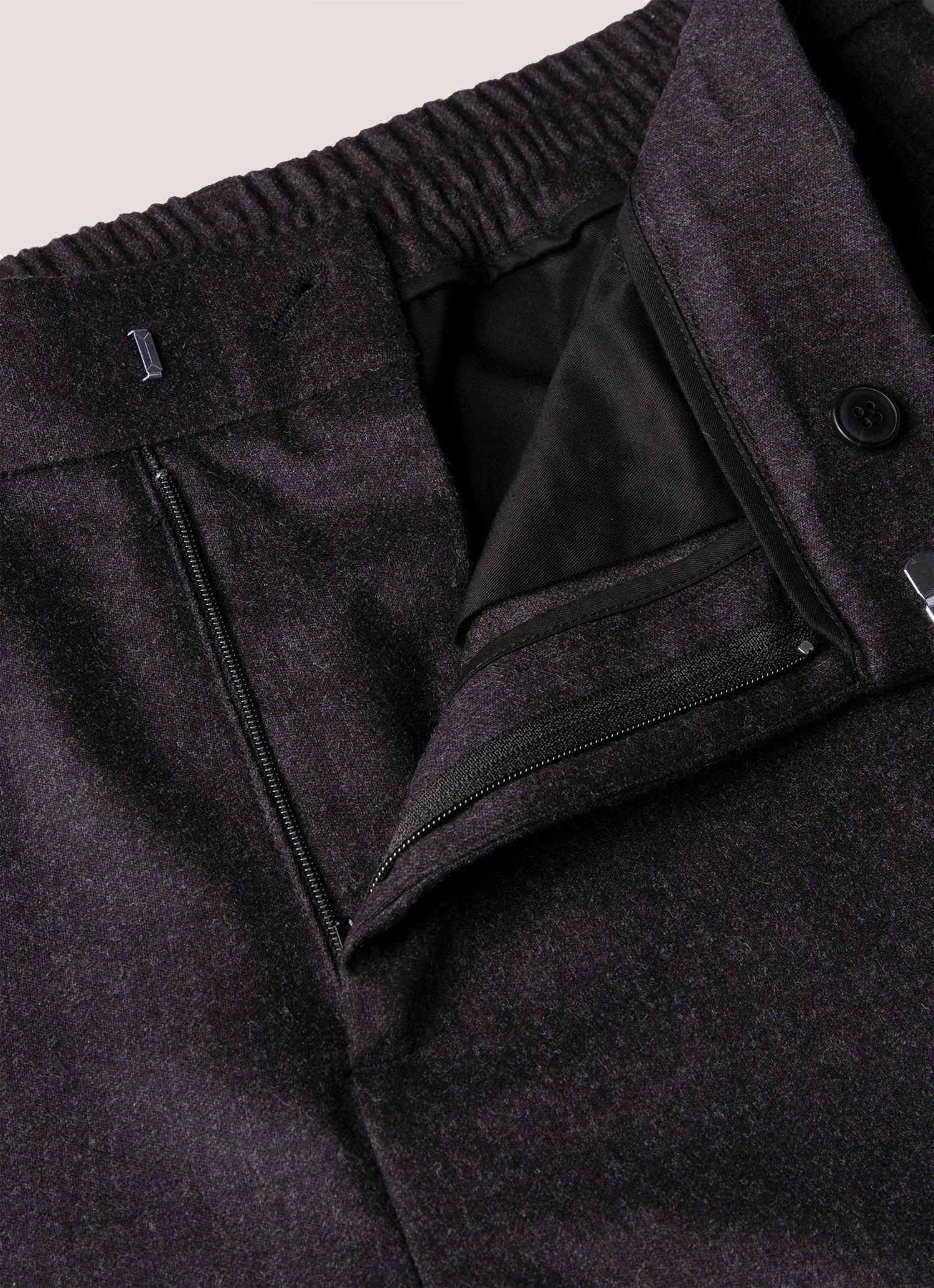 Men's Wool Cashmere Flannel Trouser in Charcoal Melange