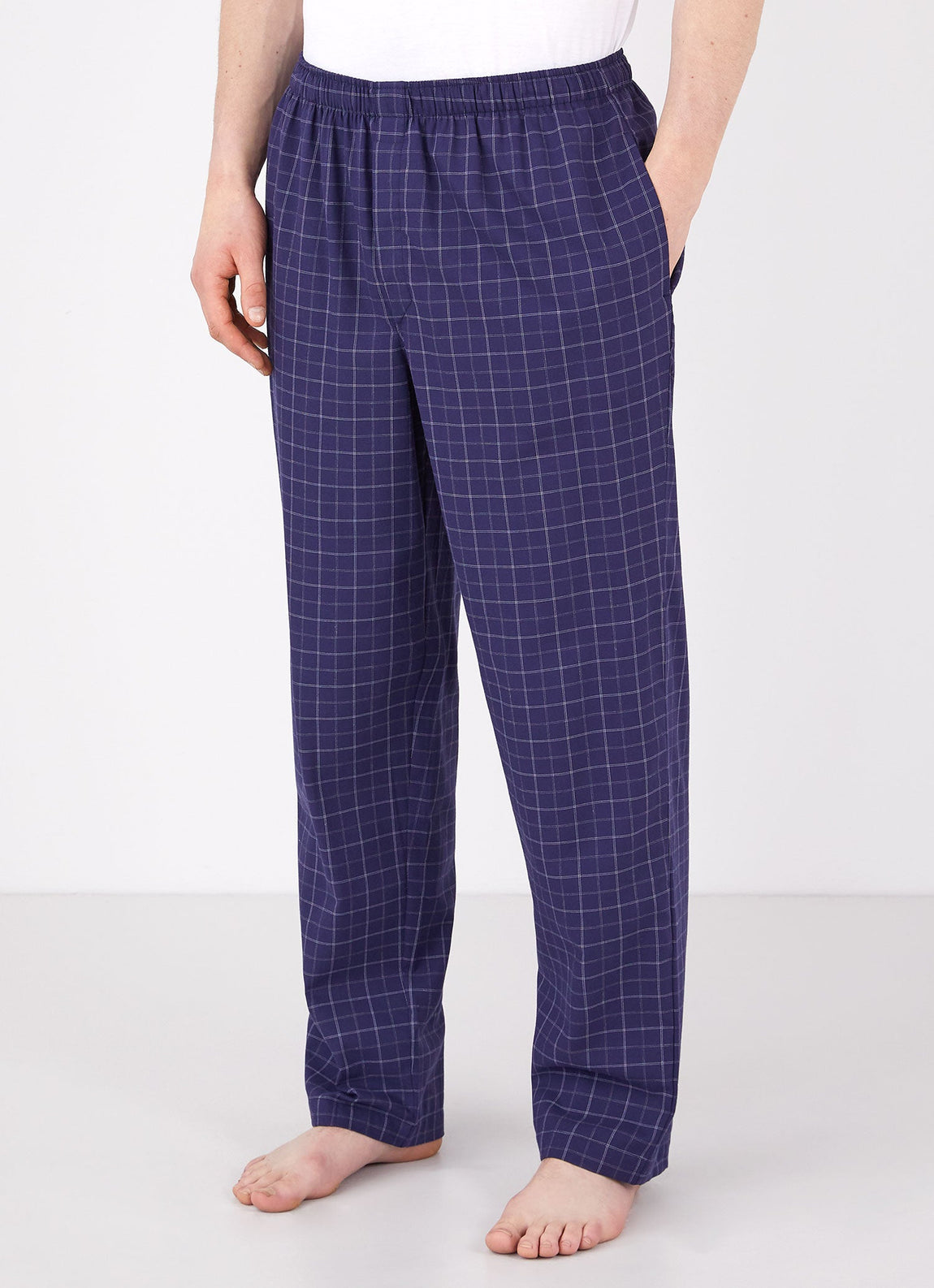 Men's Cotton Flannel Pyjama Trouser in Navy Check