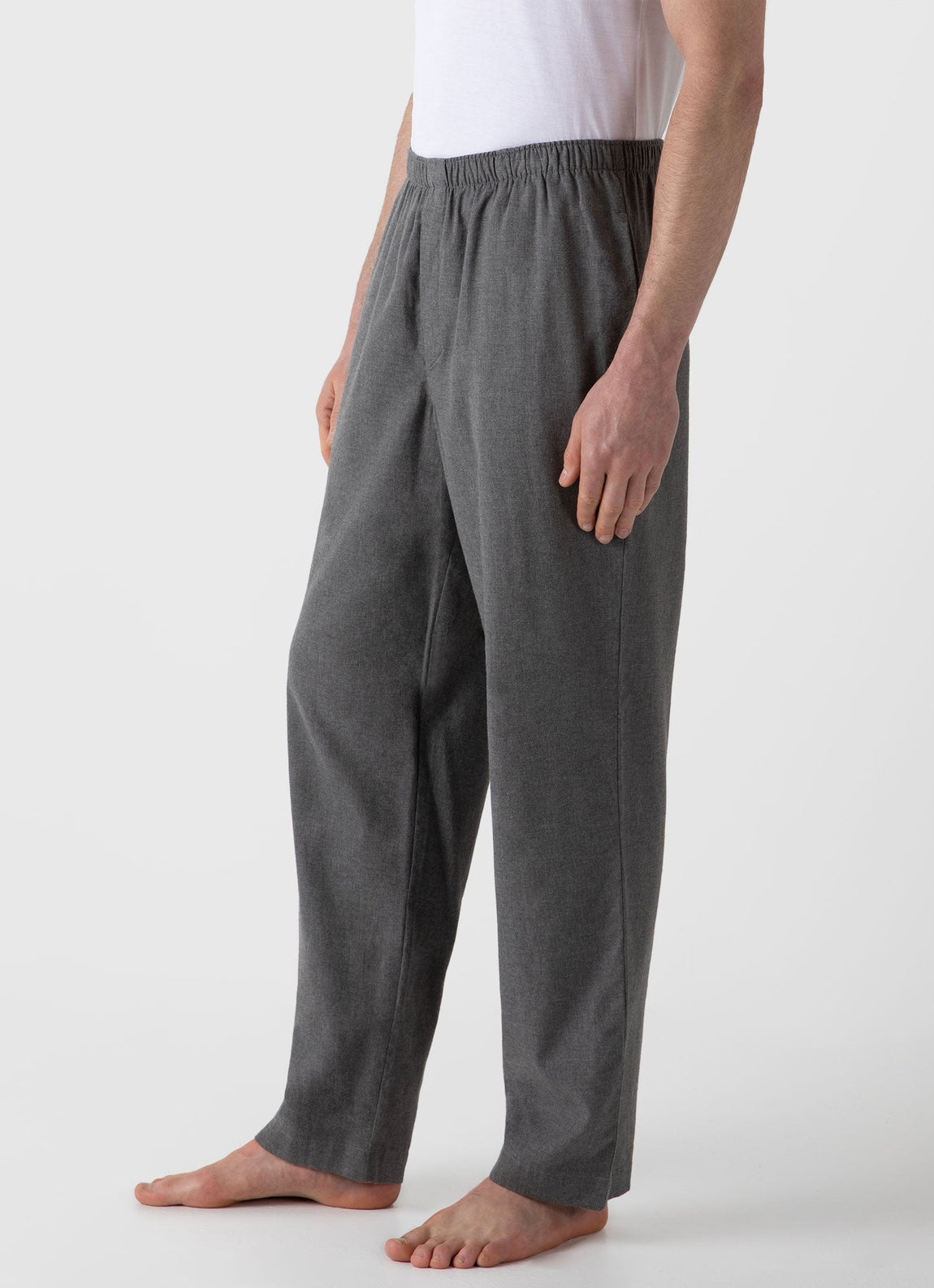 Men's Cotton Flannel Pyjama Trouser in Mid Grey Melange