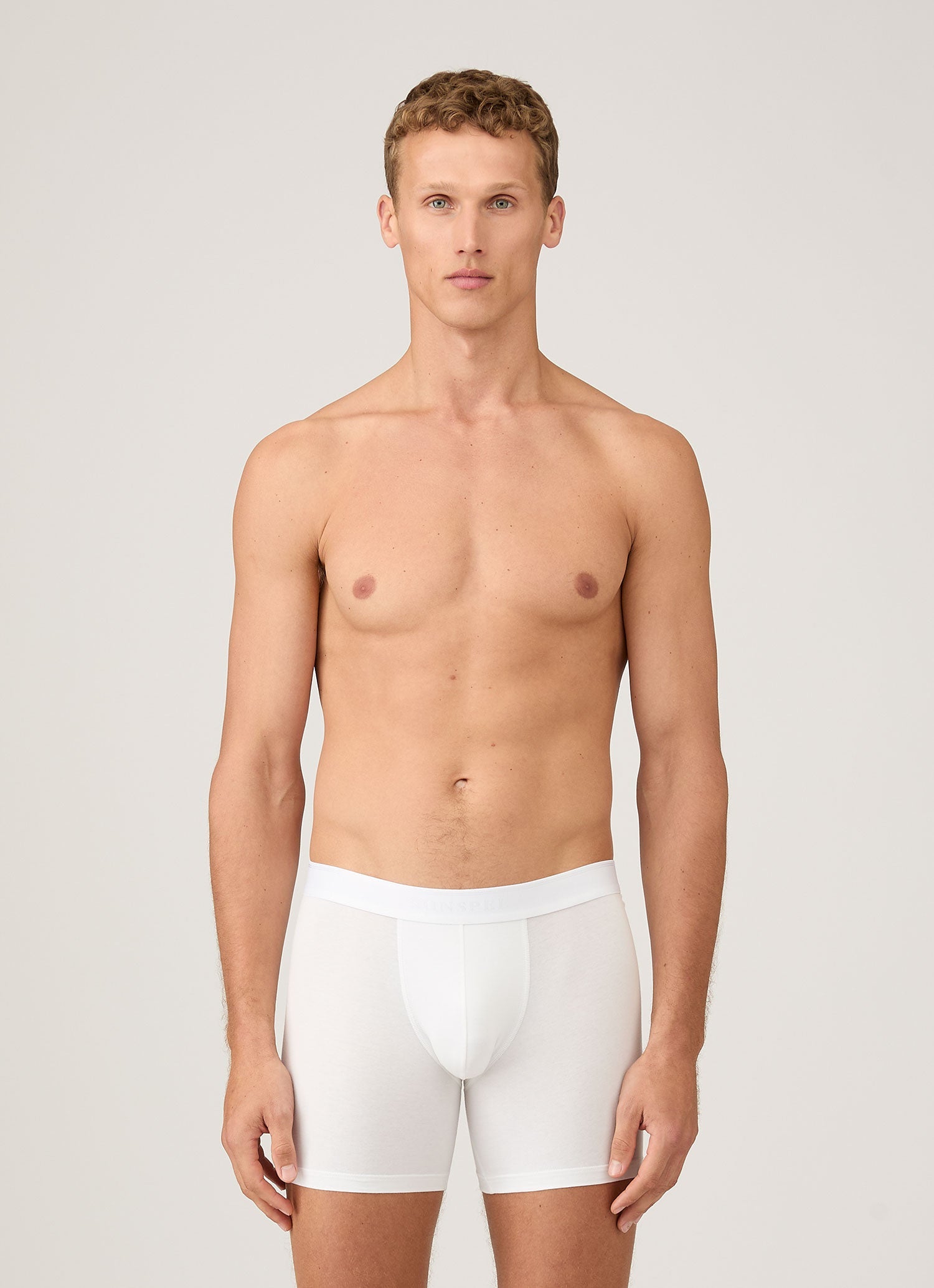 Men's Stretch Cotton Boxer Briefs in White