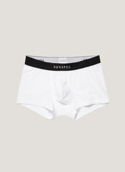 Men's Logo Stretch Cotton Trunks in White/Black