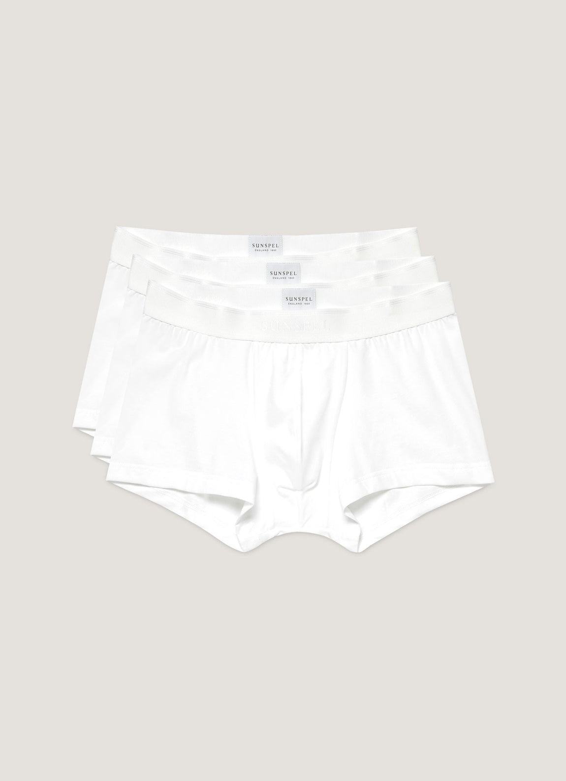 Men's Stretch Cotton Trunks 3-Pack in White