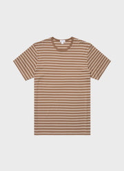 Men's Classic T-shirt in Dark Sand/Ecru Tramline Stripe