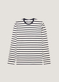 Men's Long Sleeve Classic T-shirt in Ecru/Navy Breton Stripe