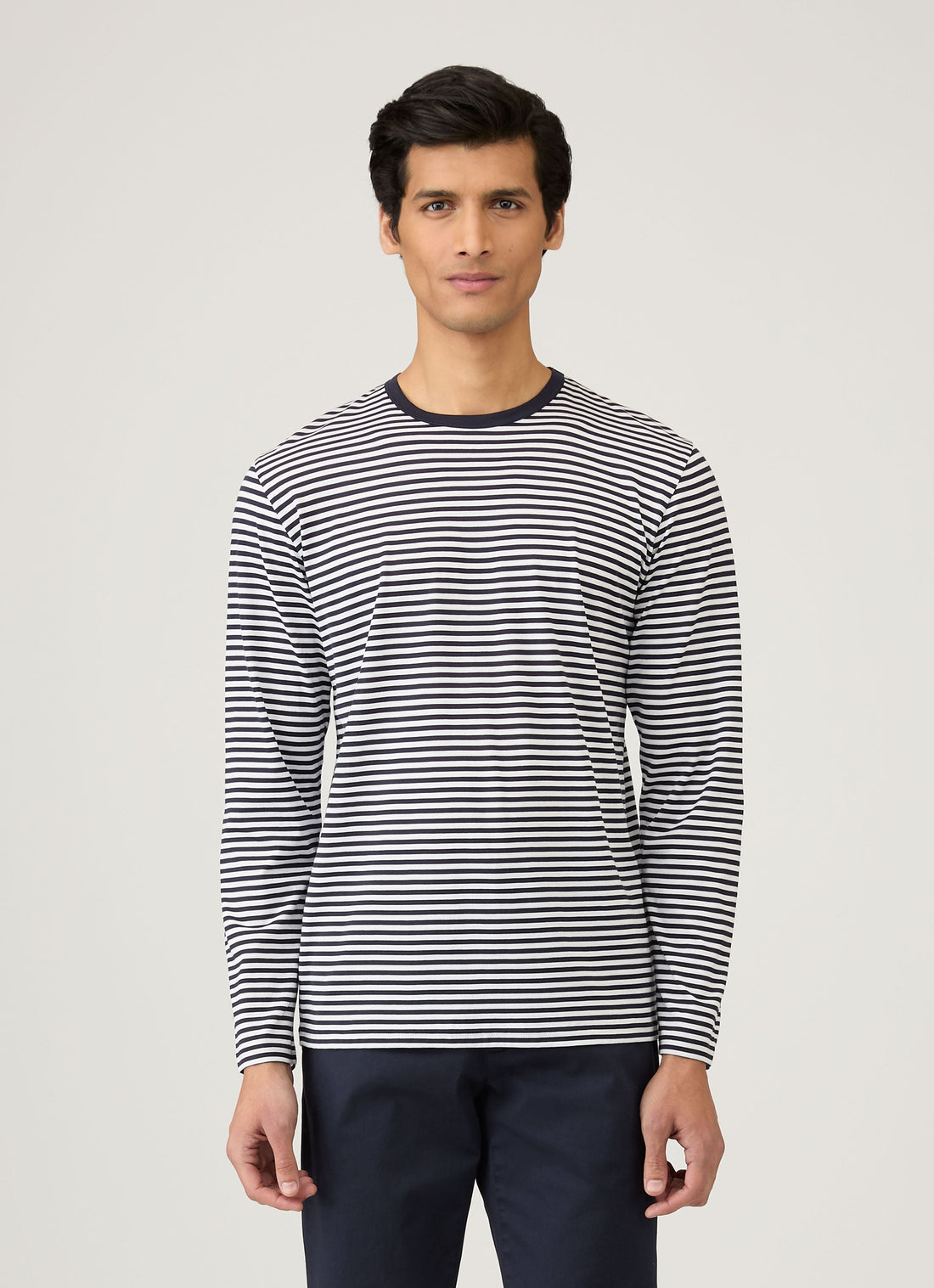 Men's Classic Long Sleeve T-shirt in Navy/White English Stripe