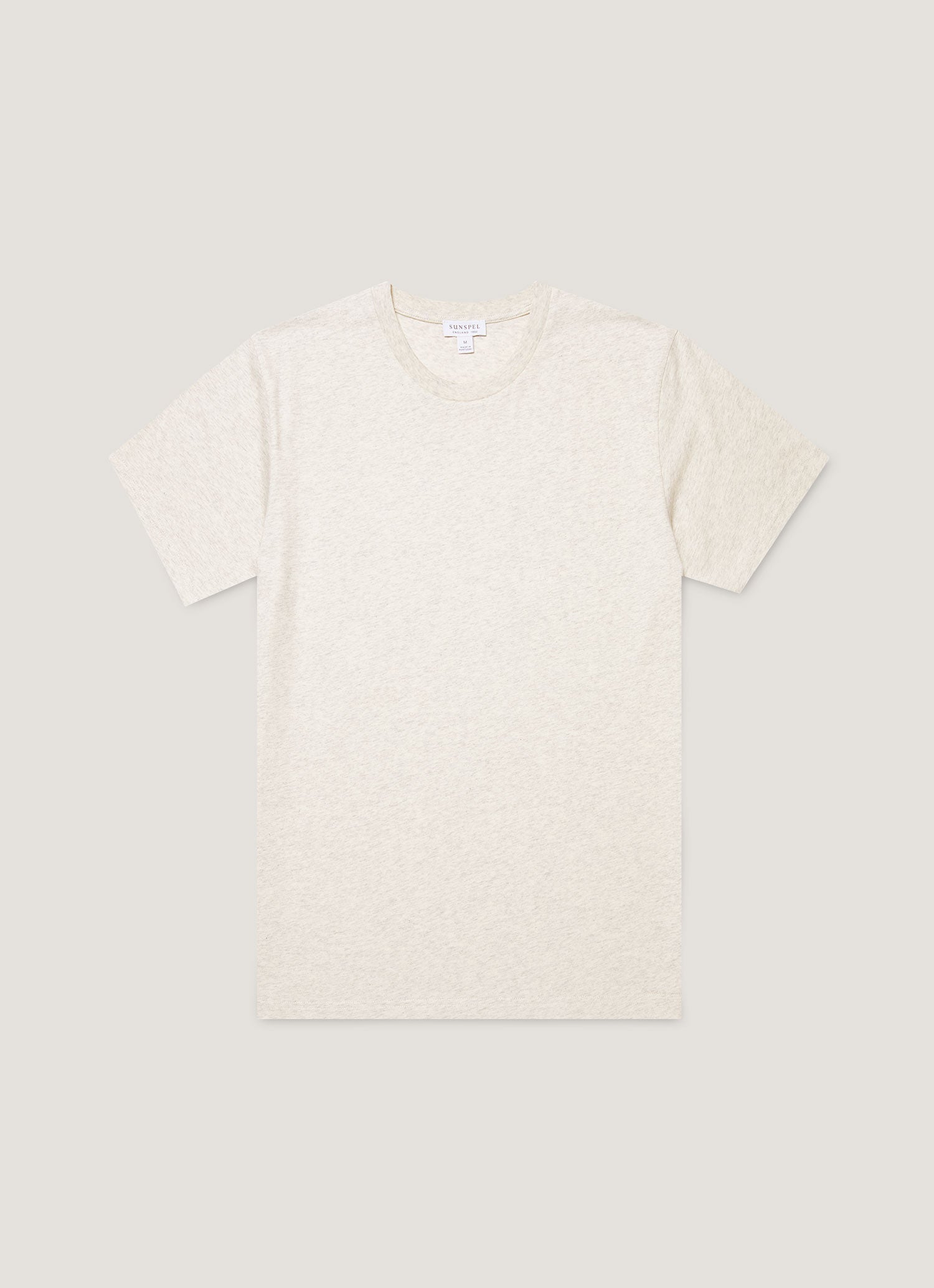リヴィエラ（ミッドウェイト） Tシャツ（Archive White Melange）| Sunspel