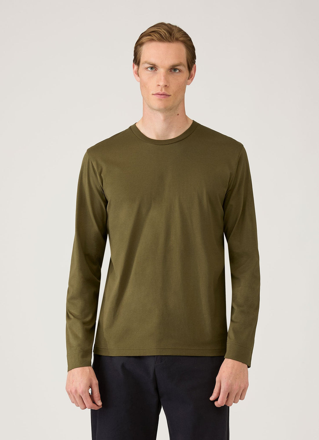 Men's Long Sleeve Riviera Midweight T‑shirt in Deep Olive