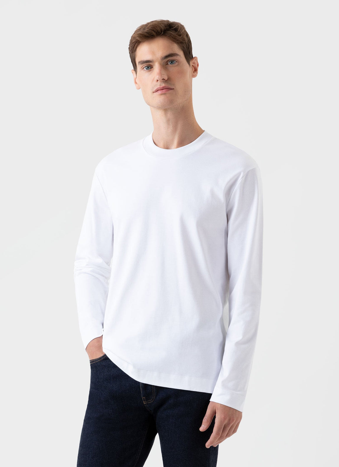 Men's Carbon Brushed Long Sleeve T-shirt in White