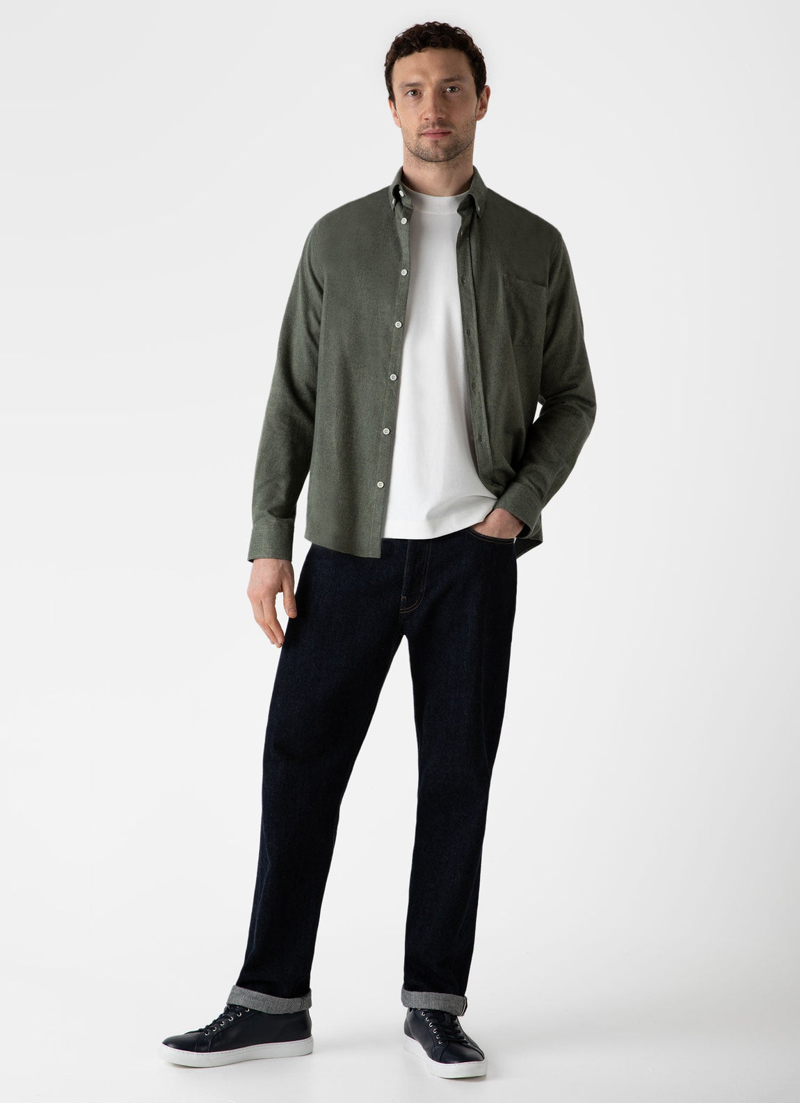 Men's Brushed Cotton T-shirt in Ecru