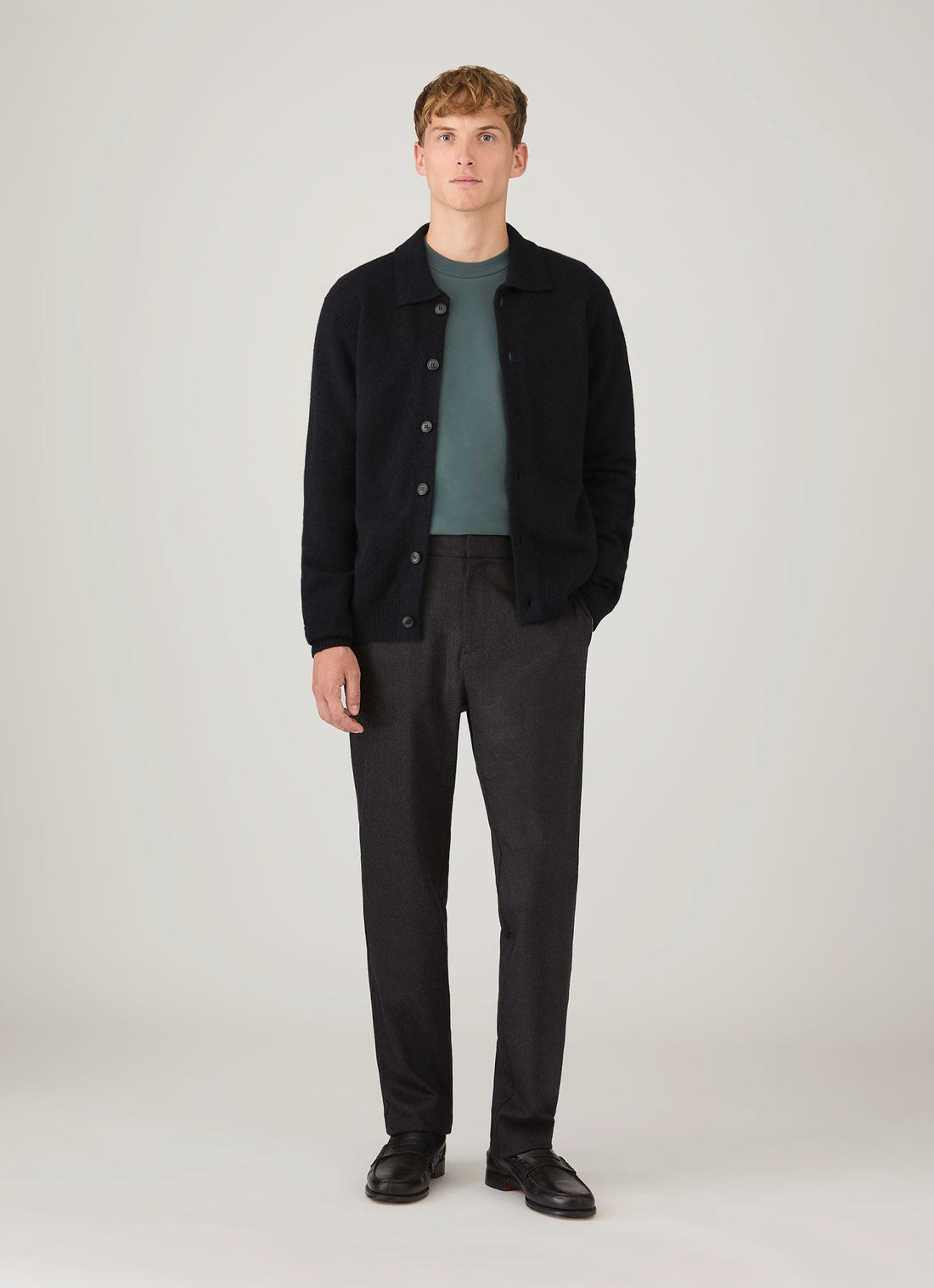 Men's Long Sleeve Heavyweight T-shirt in Dark Petrol