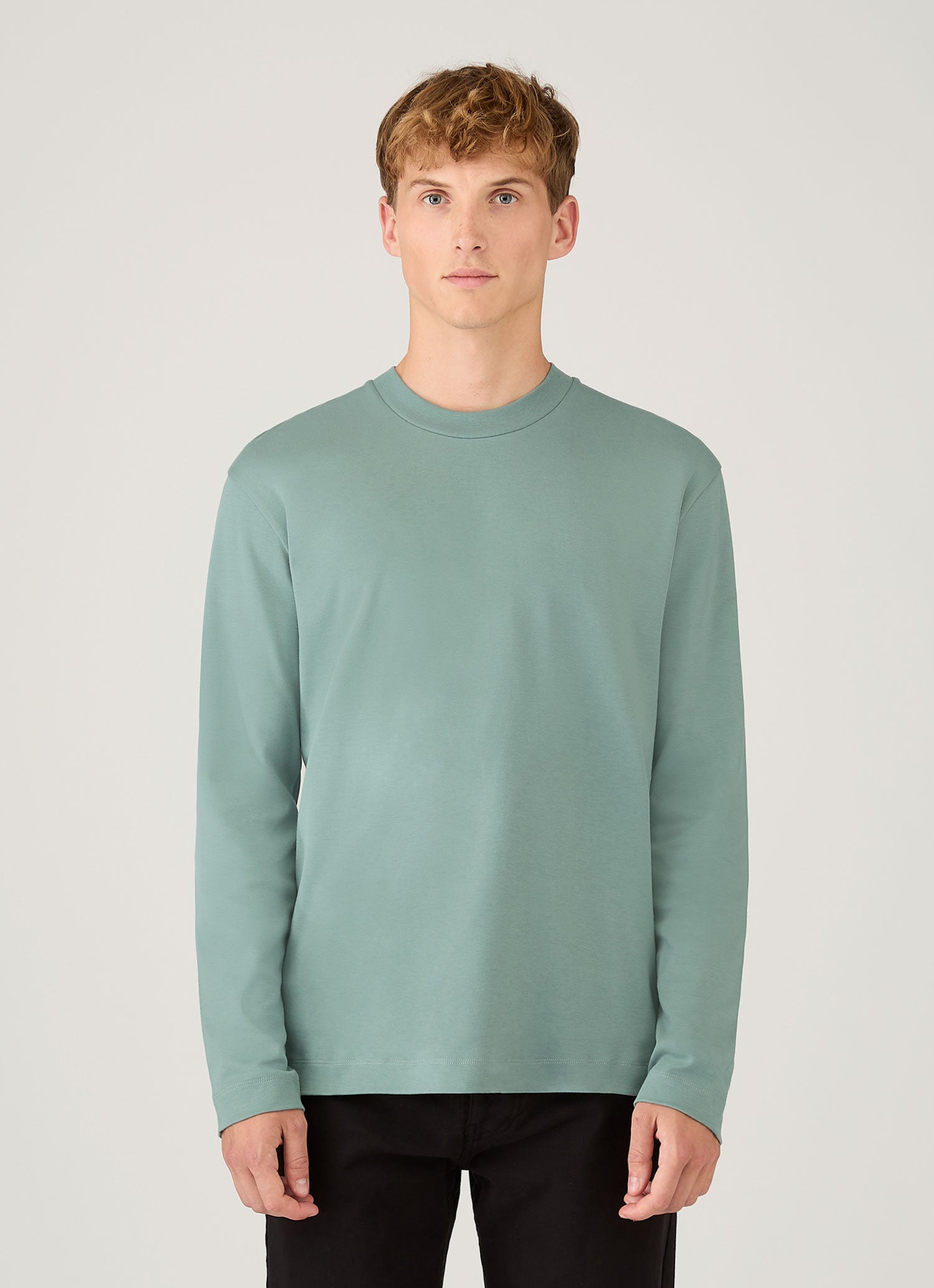 Men's Long Sleeve Heavyweight T-shirt in Steel Green
