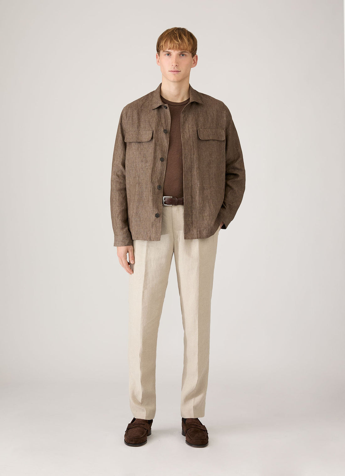 Men's Cotton Linen T-shirt in Dark Walnut