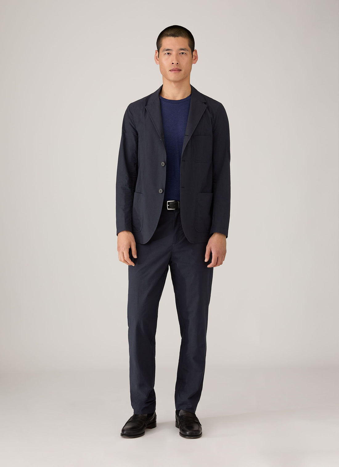 Men's Cotton Linen T-shirt in Ink Blue