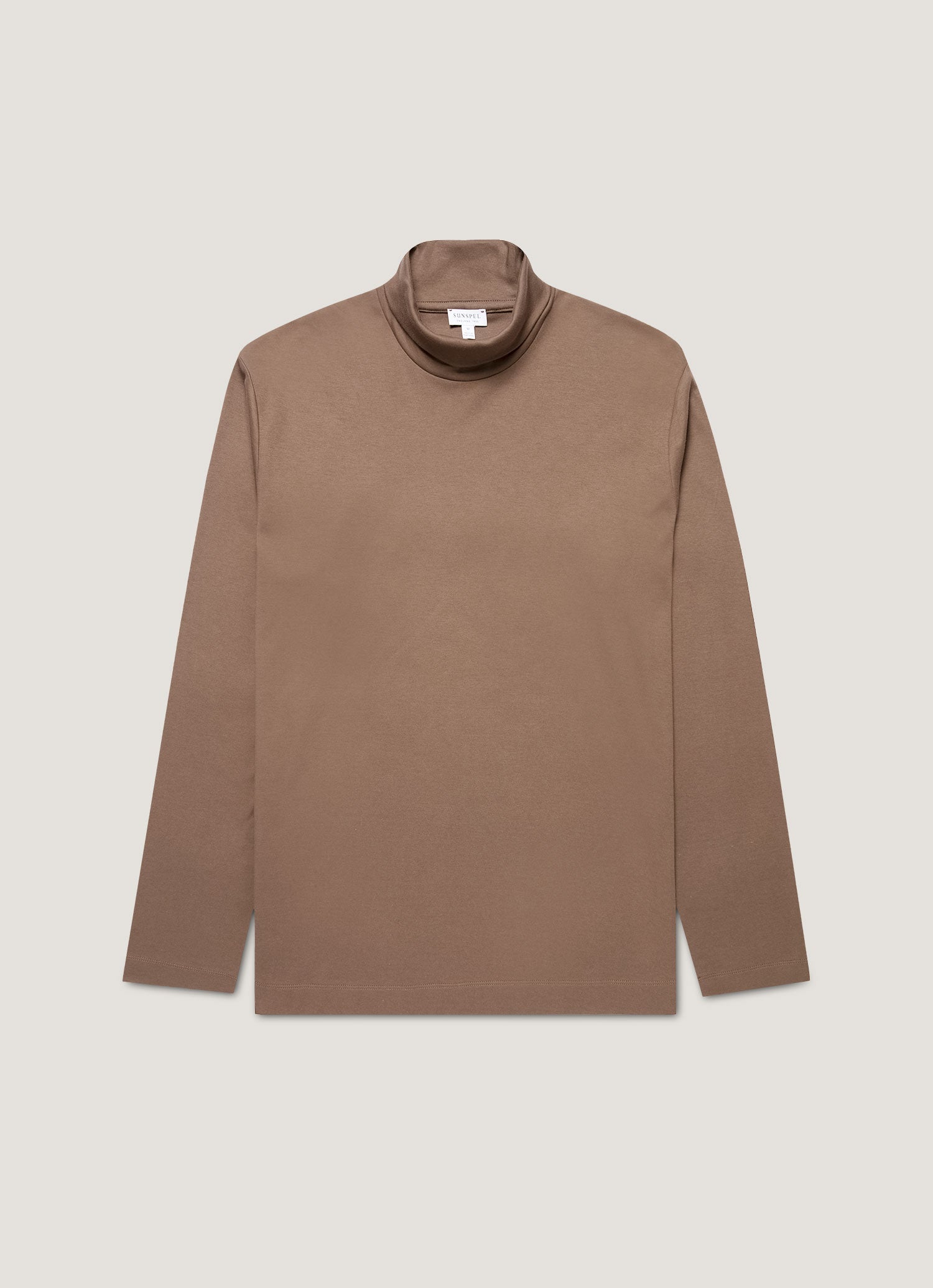 ロールネック ヘビーウェイト Tシャツ（Bark）| Sunspel