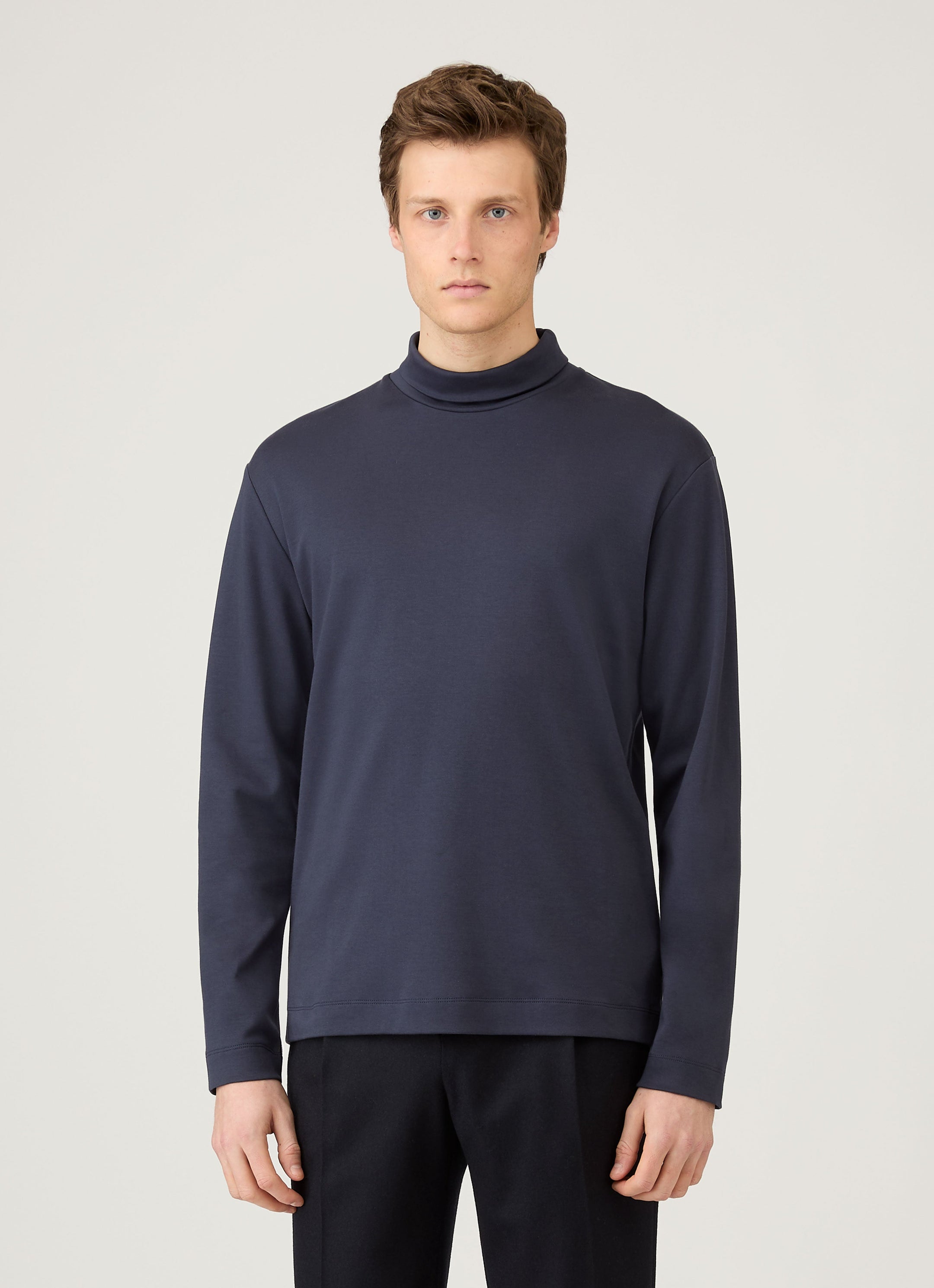 Men's Roll Neck Heavyweight T-shirt in Navy