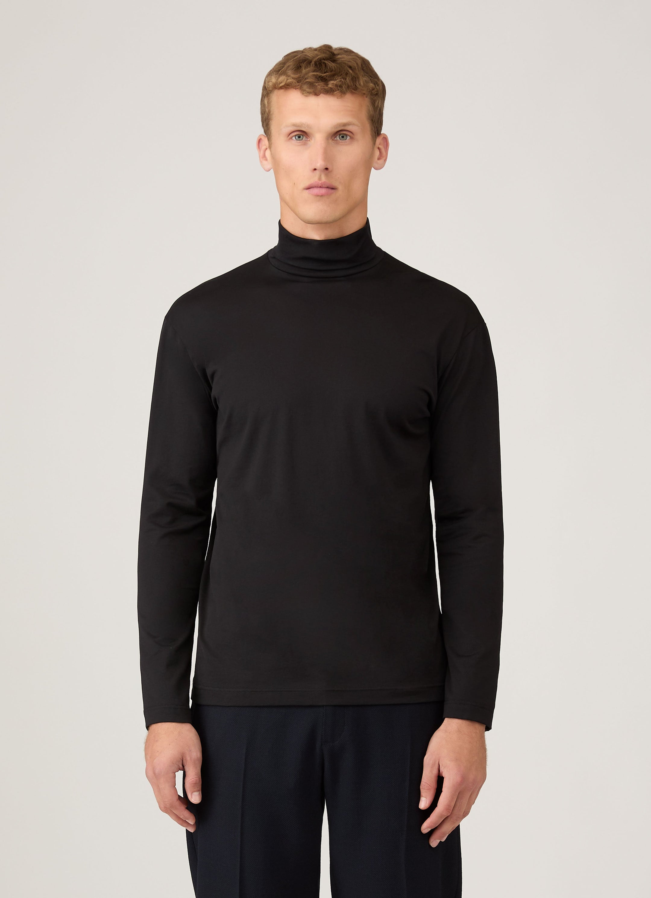 Men's Roll Neck Heavyweight T-shirt in Black