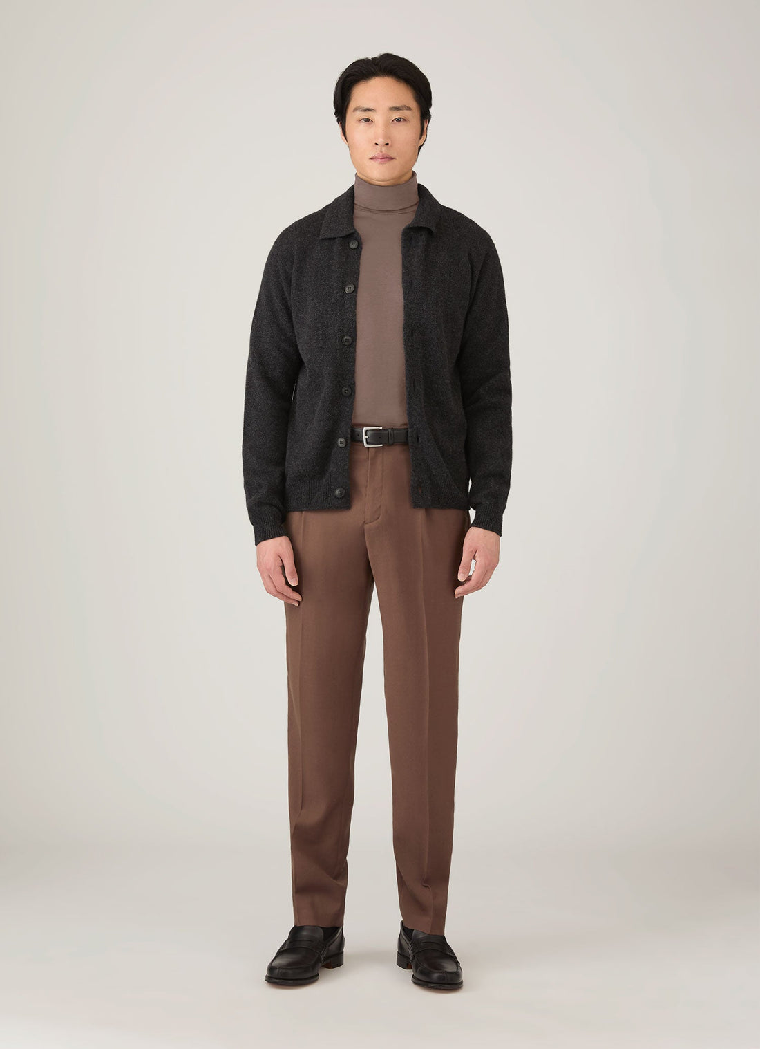 Men's Ultra-Fine Merino Roll Neck in Sandstone