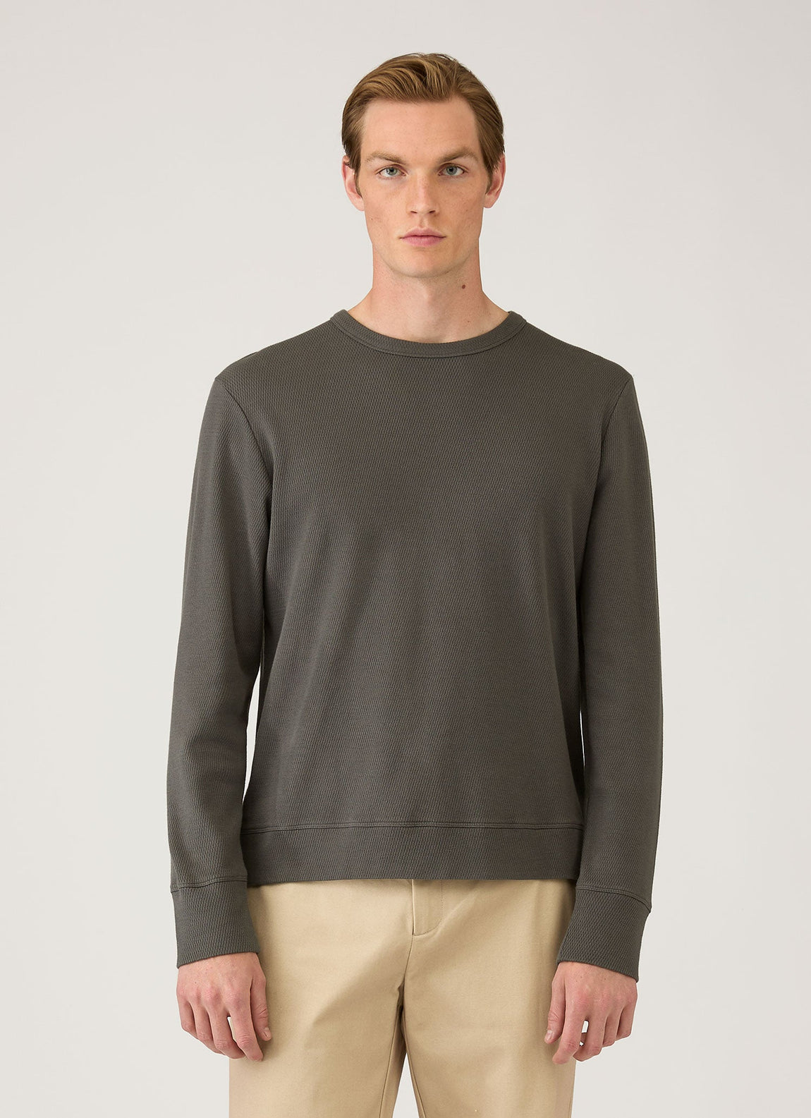 Men's Long Sleeve Cellulock Crew Neck in Charcoal