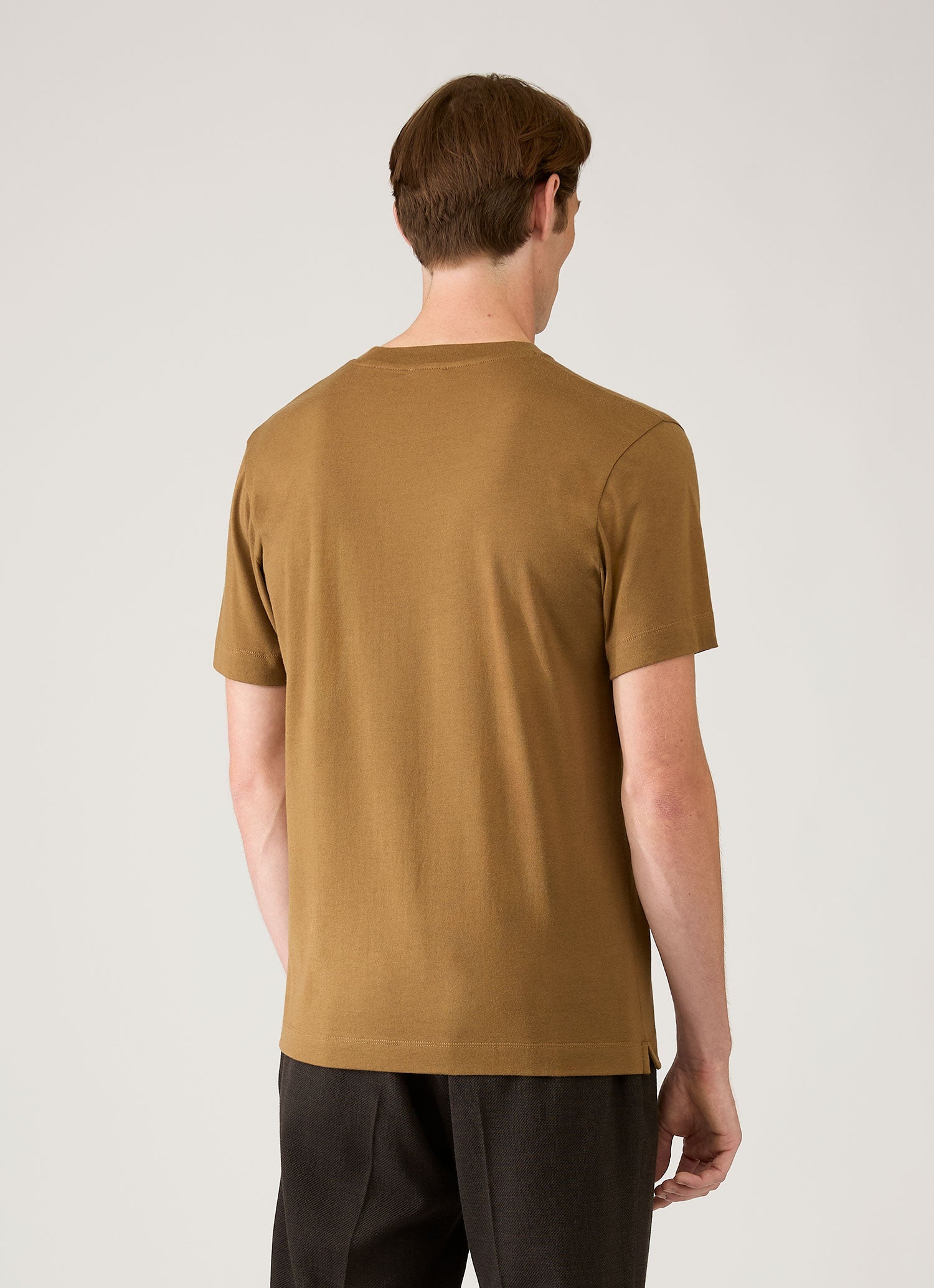 Men's Silk Cotton Cashmere T-shirt in Walnut