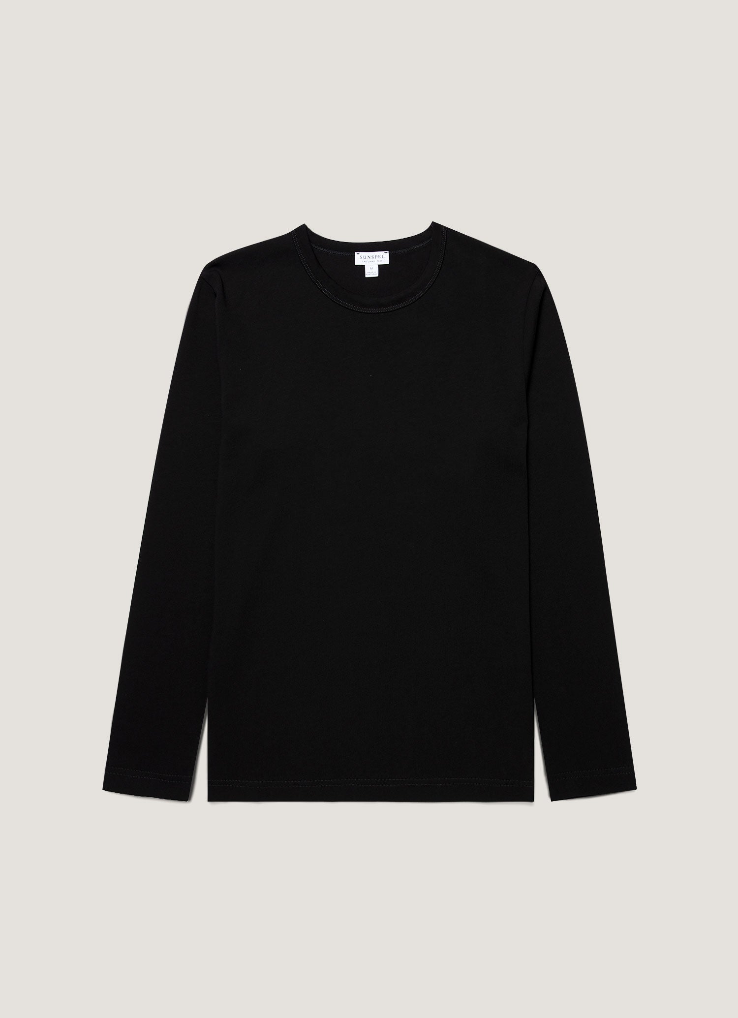 ロングスリーブ ヘビーウェイト クラシック Tシャツ（Black）| Sunspel
