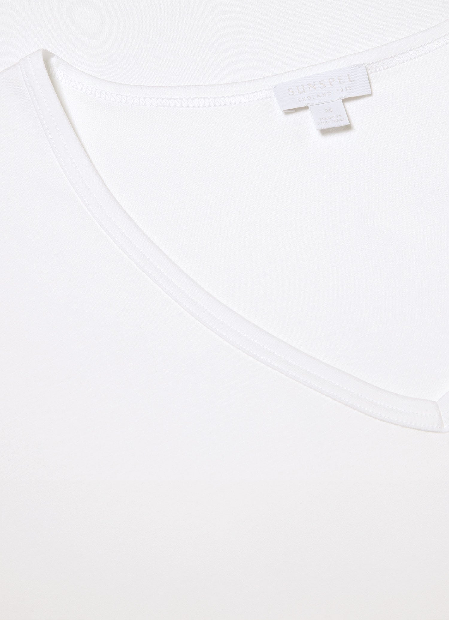 Men's Sea Island Cotton V-neck Underwear T-shirt in White