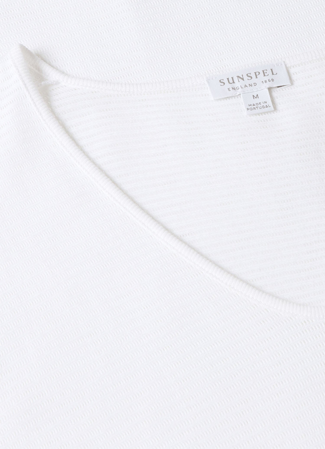 Men's Cellular Cotton V-neck Underwear T-shirt in White