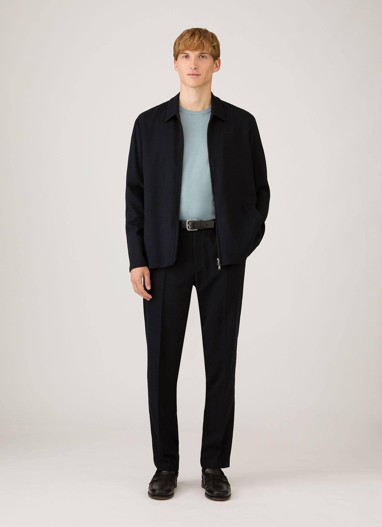 Men's Sea Island Cotton Knit T-shirt in Stone Blue