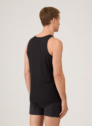 Men's Cellular Cotton Underwear Vest in Black
