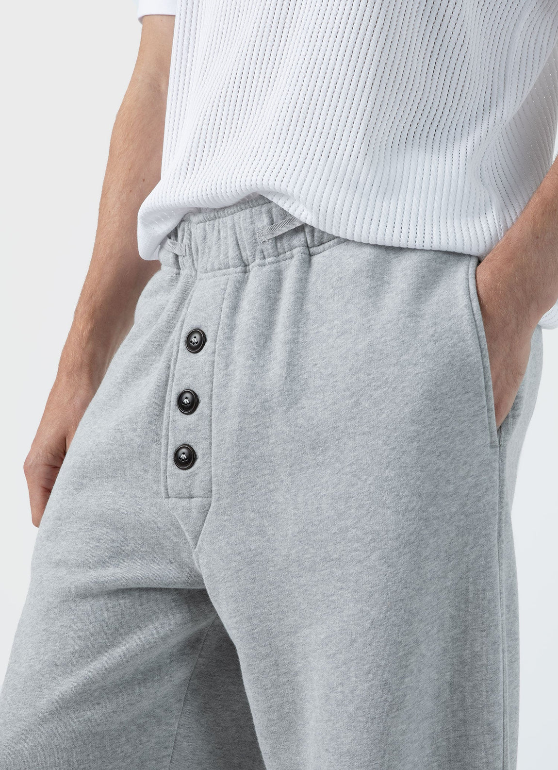 Men's Sunspel x Nigel Cabourn Sweatpant in Light Grey Melange