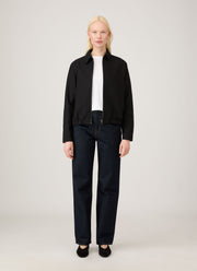 Women's Cotton Raffia Bomber Jacket in Black