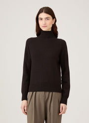 Women's Lambswool Funnel Neck Jumper in Truffle