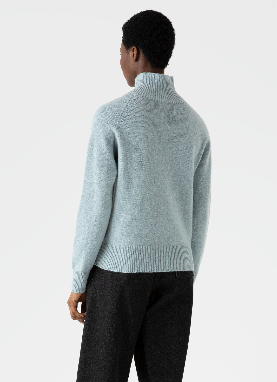 Women's Lambswool Funnel Neck Jumper in Blue Sage