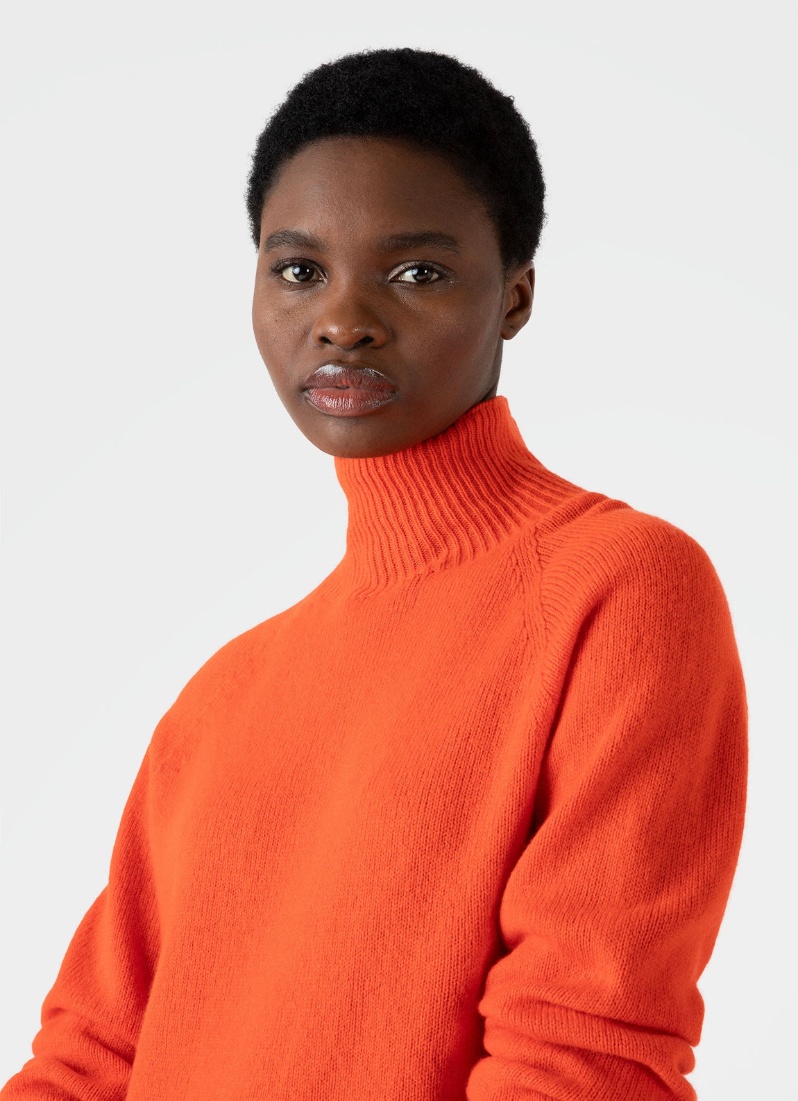 Women's Lambswool Funnel Neck Jumper in Magma