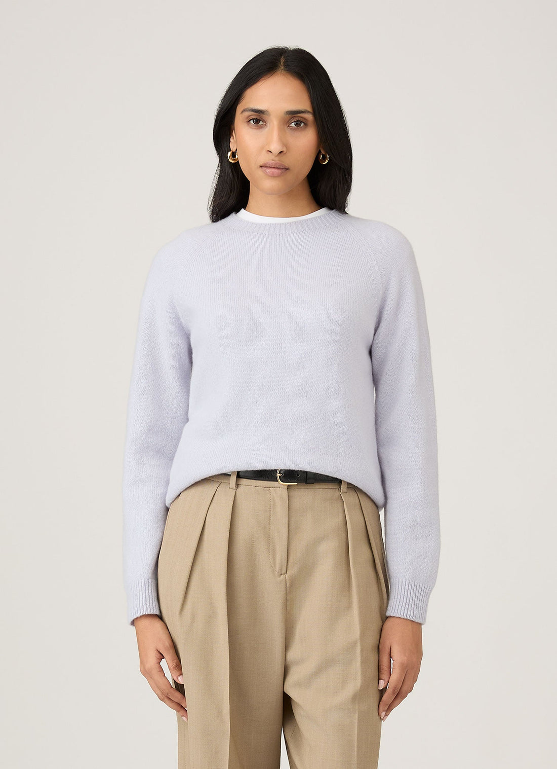 Women's Lambswool Crew Neck Jumper in Ice Blue