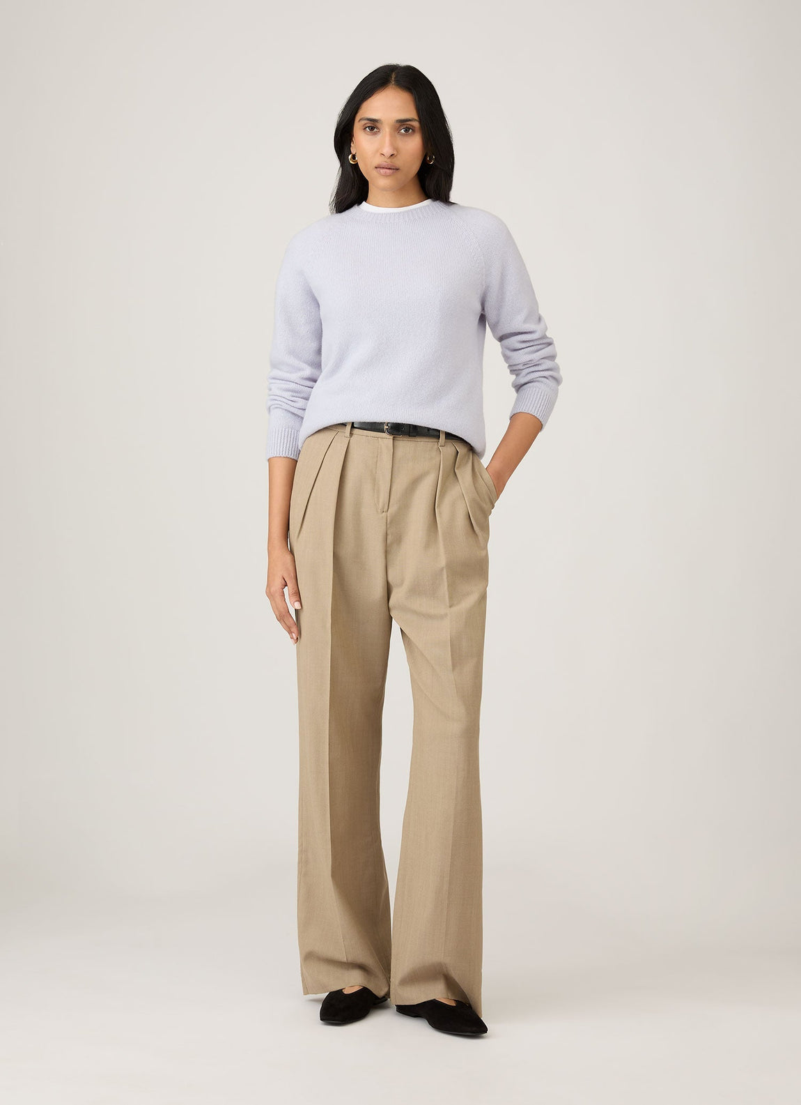 Women's Lambswool Crew Neck Jumper in Ice Blue